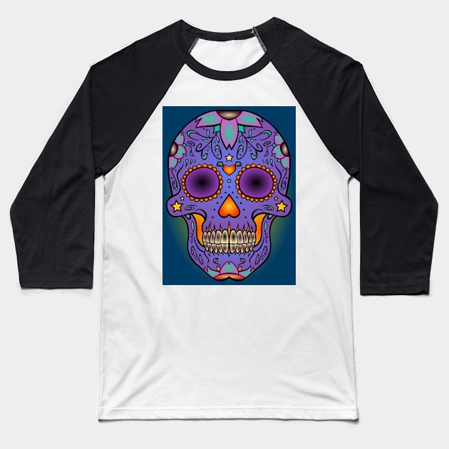 Sugar Skull 11 (Style:11) Baseball T-Shirt by luminousstore